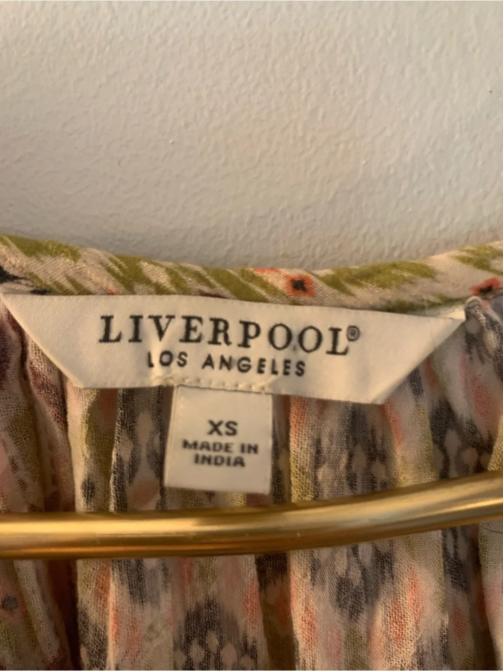 Liverpool Los Angeles geo patchwork tie-front woven top Size XS - Picture 6 of 7